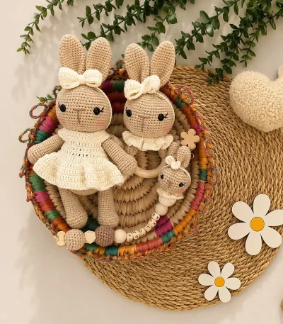 ست خرگوشی‌:عروسک جغجغه بندپستونک